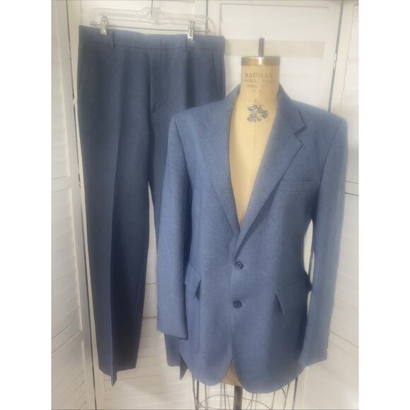 Vintage 2 Piece Levi’s Menswear Action Suit Blue Jacket Sport Coat Pants 40L - Picture 1 of 12